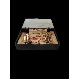 Vintage Foster Gold Tone Cowboy Boots Cufflinks With Tie Bar